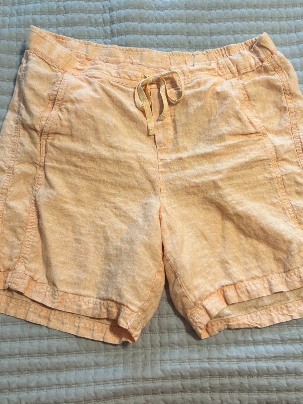 J. Jill Love Linen Drawstring Shorts Peach Orange Summer Casual Resort Boho 4